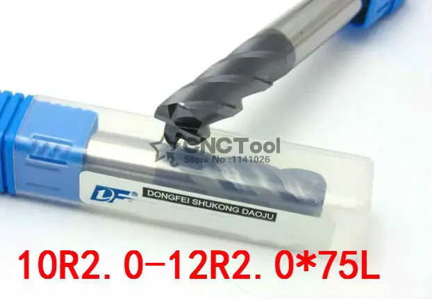 

1PCS 10R2.0-12R2.0*75L 4 flutes Cemented Carbide Corner Radius endmill CNC router bit milling cutter tool (10mm/12mm)