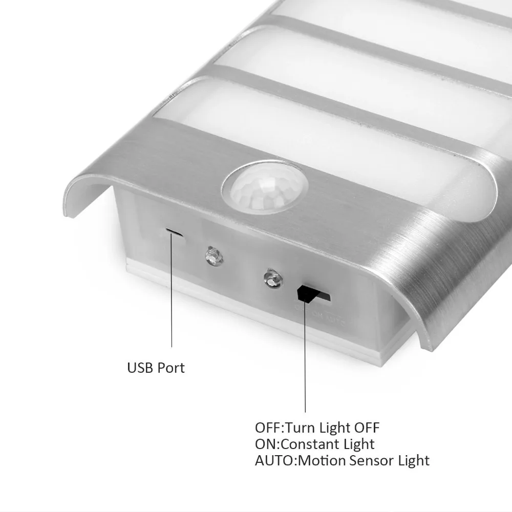 USB Перезаряжаемый датчик ночной Светильник беспроводной PIR датчик движения светильник Настенный светильник лампа Автоматическое включение/выключение для коридора тропинки лестницы