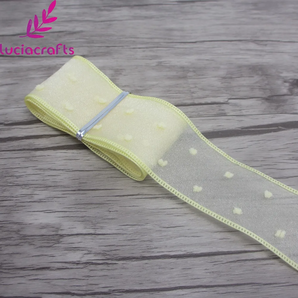 Lucia Crafts 40 мм двухслойная лента из органзы с принтом в горошек для упаковки и банта