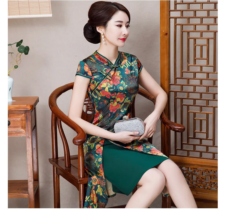 Сексуальные женские аозай короткие Cheongsam 2019 летние винтажные китайские стиль вискоза длиной до колена Qipao модные тонкие Вечерние платья