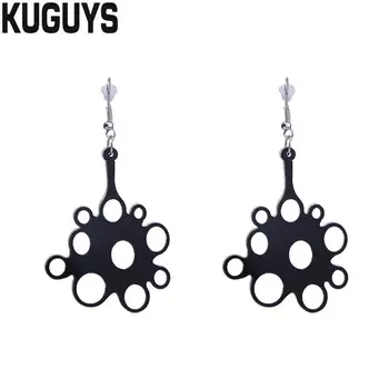 

KUGUYS Black Geometric Tassel Earrings for Women Acrylic Trendy Round Drop Earring Fashion Jewelry Oorbellen Brincos Accessories