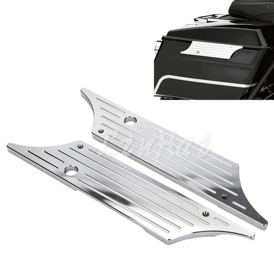Chrome CNC Billet Saddlebag Latch Cover For Harley Touring Hard Bags