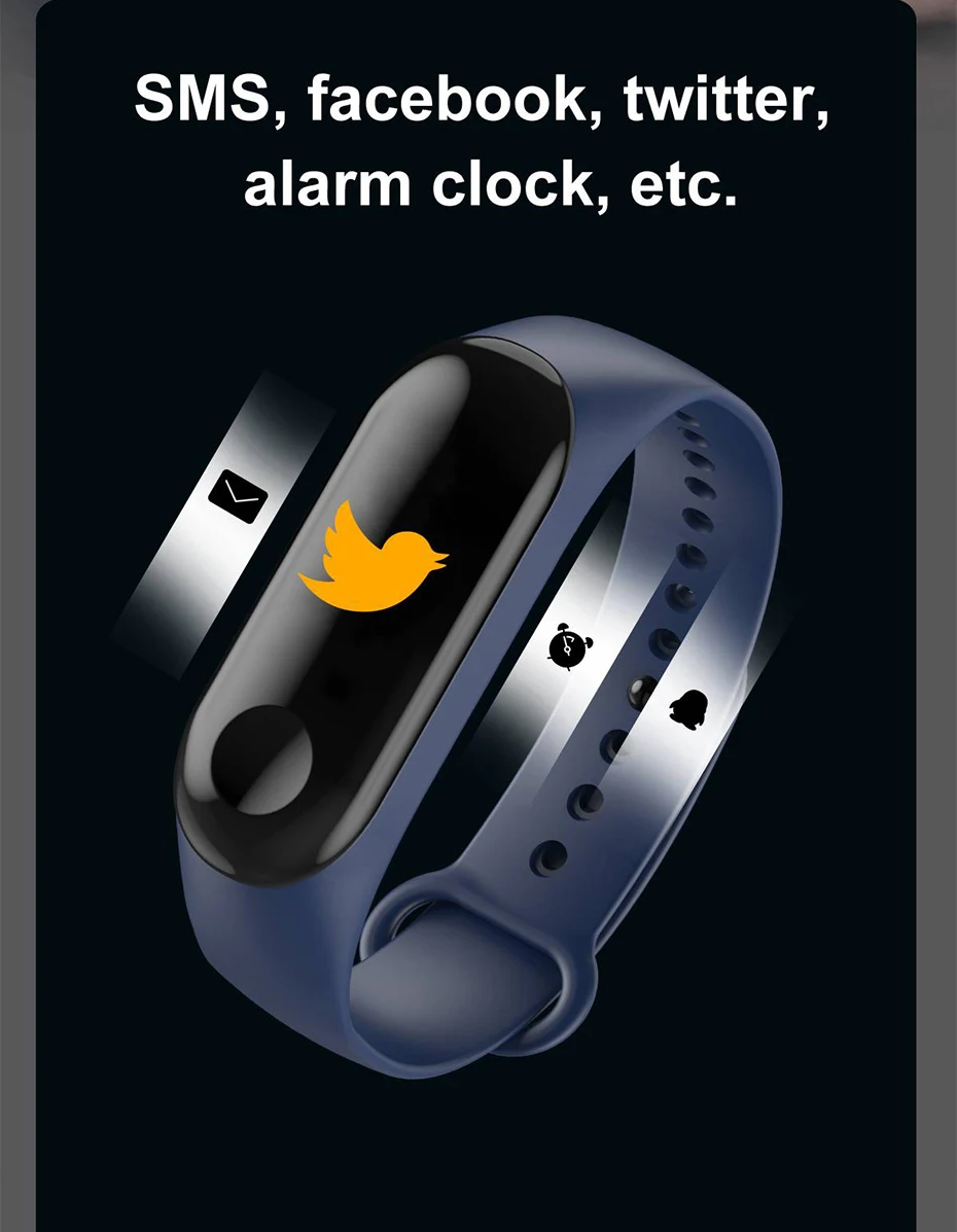 Newest Smart bracelet M3 Sports Blood Pressure Oxygen Heart Rate Monitor Watch Message Caller Smart Band PK For Xiomi mi band 3 (4)