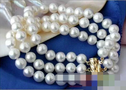

FREE SHIPPING>>>@@ > 01125 3ROW ROUND WHITE FRESHWATER CULTURED PEARL BRACELET