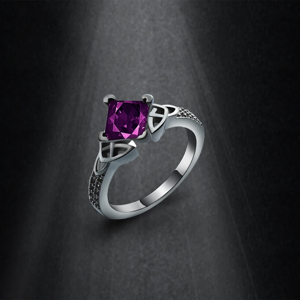 

1 Pcs New Women Lady Princess Cut 3.08CT Mystic Purple Stone Engagement Ring Charm Jewelry Bijoux Size 6,7,8,9,10