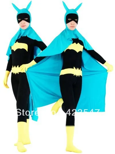 Blue & yellow & black Batman costume DC Comics Batman Spandex Superhero Costume Halloween Costumes