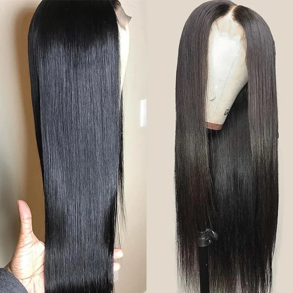 Straight 13*6 Lace Front Human Hair Wigs Fake Scalp Wig Undetectable Peruvian Remy Hair Wigs Breathable Pre Plucked Bleach Knots