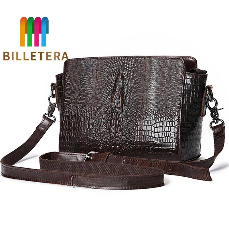 BILLETERA, масло, воск, Воловья кожа, женские сумки-мессенджеры на плечо, крокодиловый узор, Дамский портфель, натуральная кожа, через плечо
