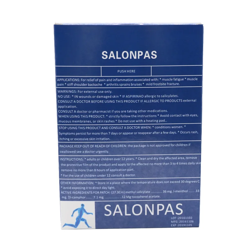 10 пластырей/коробка Salonpas травяные обезболивающие пластыри пластырь для облегчения боли в спине пластырь
