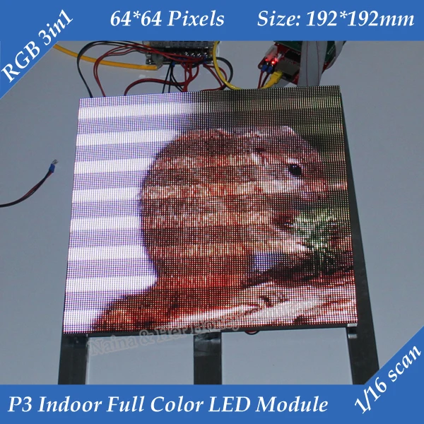 

Free shipping 1/16 Scan 3in1 RGB P3 Indoor Full color Advertising media HD LED Display Module 192*192mm 64*64 pixels