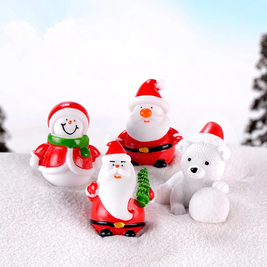 

2pcs /Lot Mini Resin Christmas Decoration Fairy Santa Claus Snowman Model Christmas Tree Miniature Figurines Home Decoration