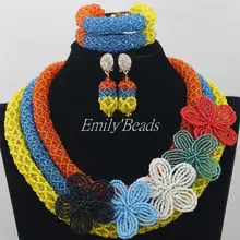 Фантастические Свадебные нигерийские бусы комплект ювелирных изделий красочное модное украшение в африканском стиле набор ожерелье для невесты AIJ260