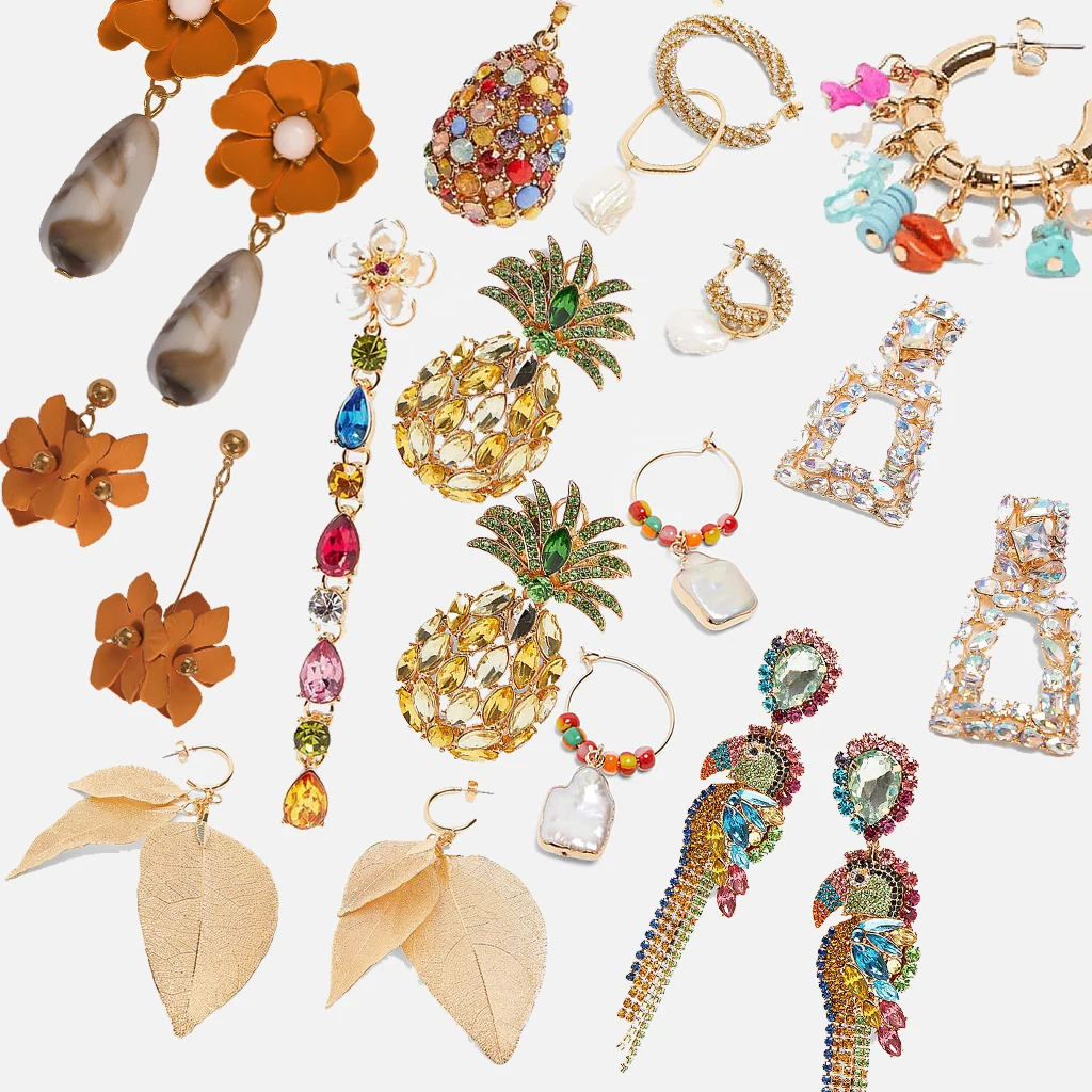 

Dvacaman 2019 New ZA Luxury Geometric White Crystal Drop Earrings for Women Wedding Fashion Rhinestone Dangle Earrings Jewelry