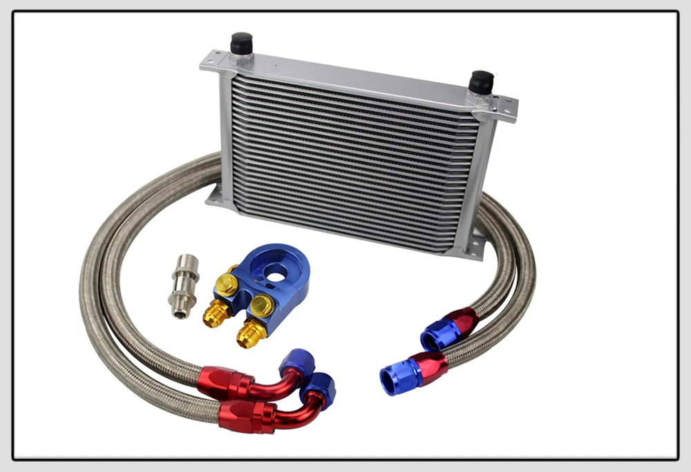 AN10 масляный радиатор комплект 25 рядов масляный радиатор+ переходник масляного фильтра+ оплеткой из нержавеющей стали с PQY наклейки и коробка