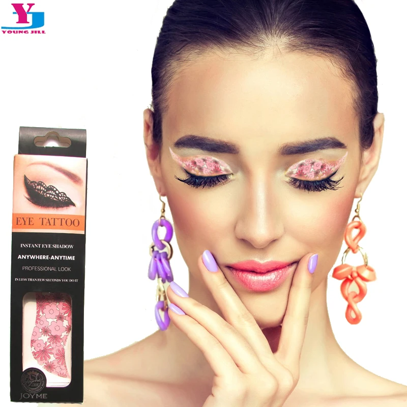 

2pair/box Eye Flash Tattoo Eyeshadow Temporary Tatoos Sticker Pink Romantic Flower Make Up DIY Mask tatuagem Women Party Gift
