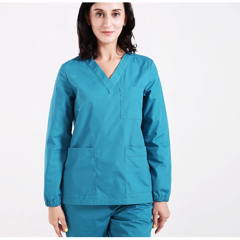 Viaoli медицинской Костюмы на каждый день комплект Для женщин с длинным рукавом хирургический халат доктор одежда Красота Салон спецодежды униформа для сотрудниц спа-салонов