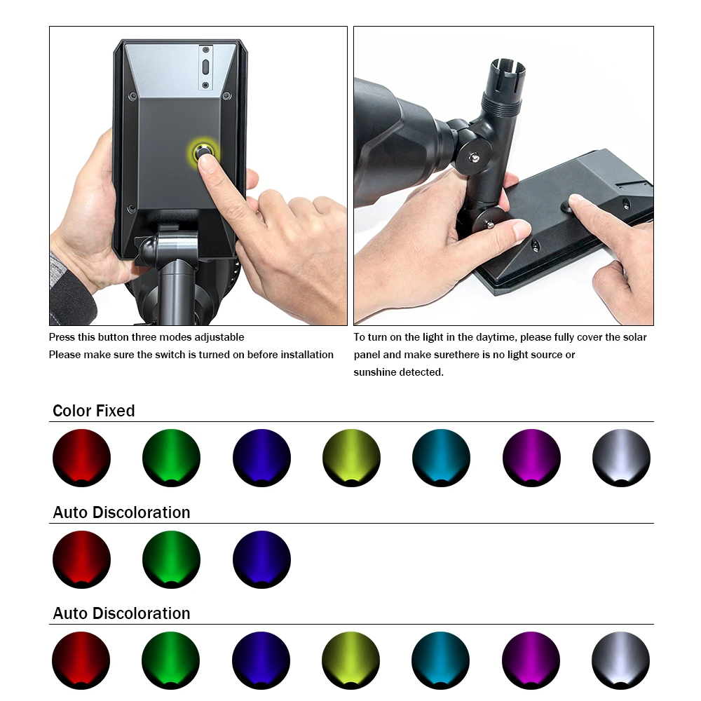 18 светодиодный RGB светильник на солнечной батарее регулируемый цветной