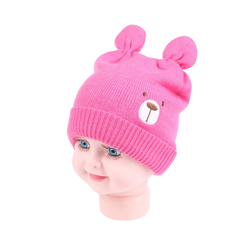 Bear Cotton Baby Hat Beanie Warm Winter Newborn Beanie Hat Cute Ears Knitted Baby Girls Hat Soft Comfortable Cradle Beanie New  (22)