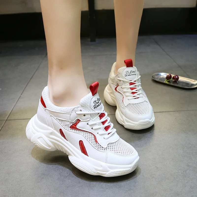 

2019 Spring/Summer New Chunky Sneakers Women Shoes Harajuku Casual Platform Dad Shoes Comfortable Breathable Mesh White Sneakers
