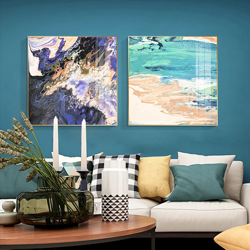 

Abstract Sheet metal Canvas Painting Posters n Print unique color mix Wall Art Purple Pictures For Living Room Bedroom home deco