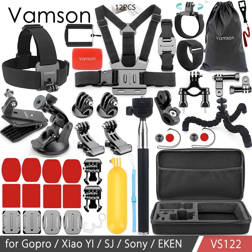 

Vamson Accessories for GoPro Hero 6 5 4 3+ Set Suction Cup Adapter Collection Box Head Strap for Xiaomi Yi for SJ4000 VS122