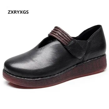 

2019 New Spring Handmade Soft Comfort Retro Women Shoes Flat Casual Shoes Summer Sandals Hollow Full Real Leather Shoes flats