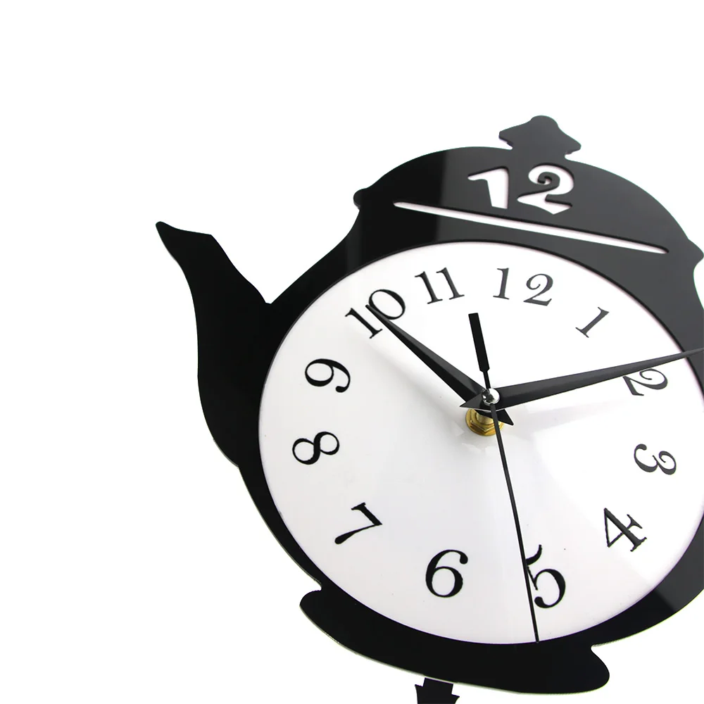 Чайный горшок причудливый маятник настенные часы домашний декор для кухни Висячие настенные часы с чайным пакетом печенье качающийся маятник декор для чайной комнаты