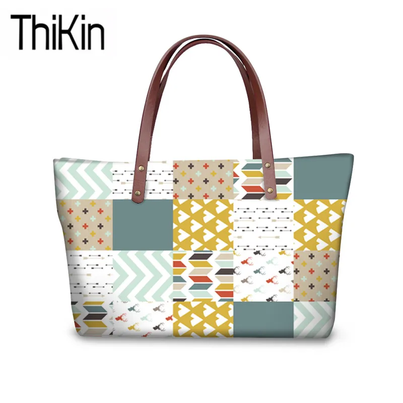 THIKIN Women Triangles 3D Printing Handbags for Teenagers College Book
