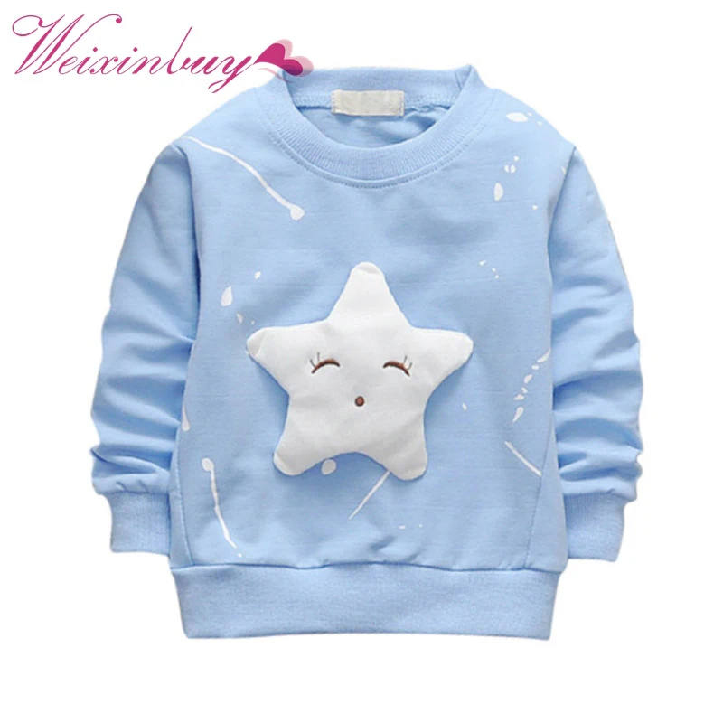

2017 Children's Spring Autumn Cotton Long Sleeve Sweatshirt Star Pattern Casual Pullover Kids Boys Girls Clothing