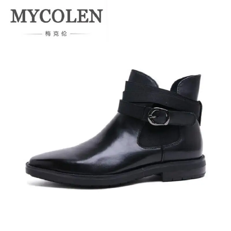 

MYCOLEN High Quality Genuine Leather Men Boots Winter Comfortable Black Buckle Man Shoes Ankle Male Wine Red Men's Boots homme