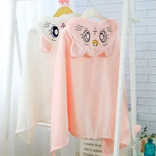 3 сплошной цвет аниме Сейлор Мун мультфильм напечатаны мягкая плюшевая одежда с капюшоном спортивный костюм шаль Ланч брейк накидка теплый плащ