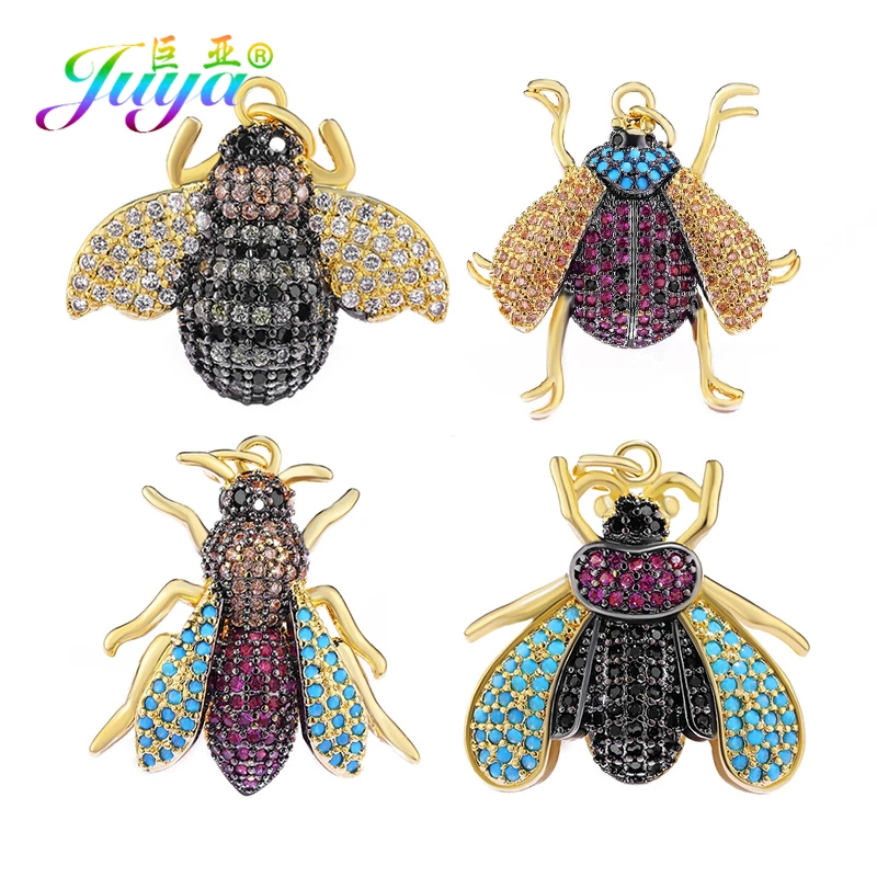 

Juya DIY Charms Jewelry Findings Micro Pave Zircon Insect Charms Bee Pendant Accessories For Women Men Pendants Jewelry Making