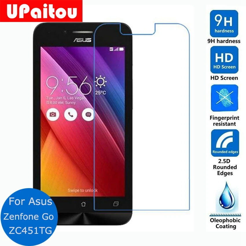 

UPaitou Tempered Glass for Asus Zenfone GO ZC451TG Screen Protector for Zenfone GO 4.5"inch ZC451TG Safety Protective Film