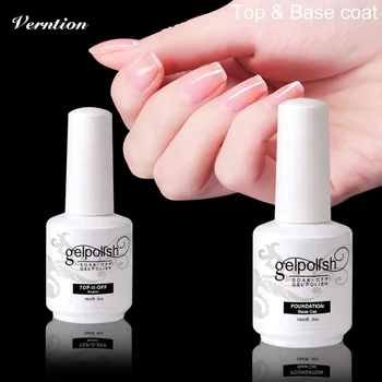 

Verntion Long-Lasting Nail Gel 15ml Top&base Coat Nail Gel Polish Soak Off UV Poly Gel Uv Gel Nail Varnishes for Professionals