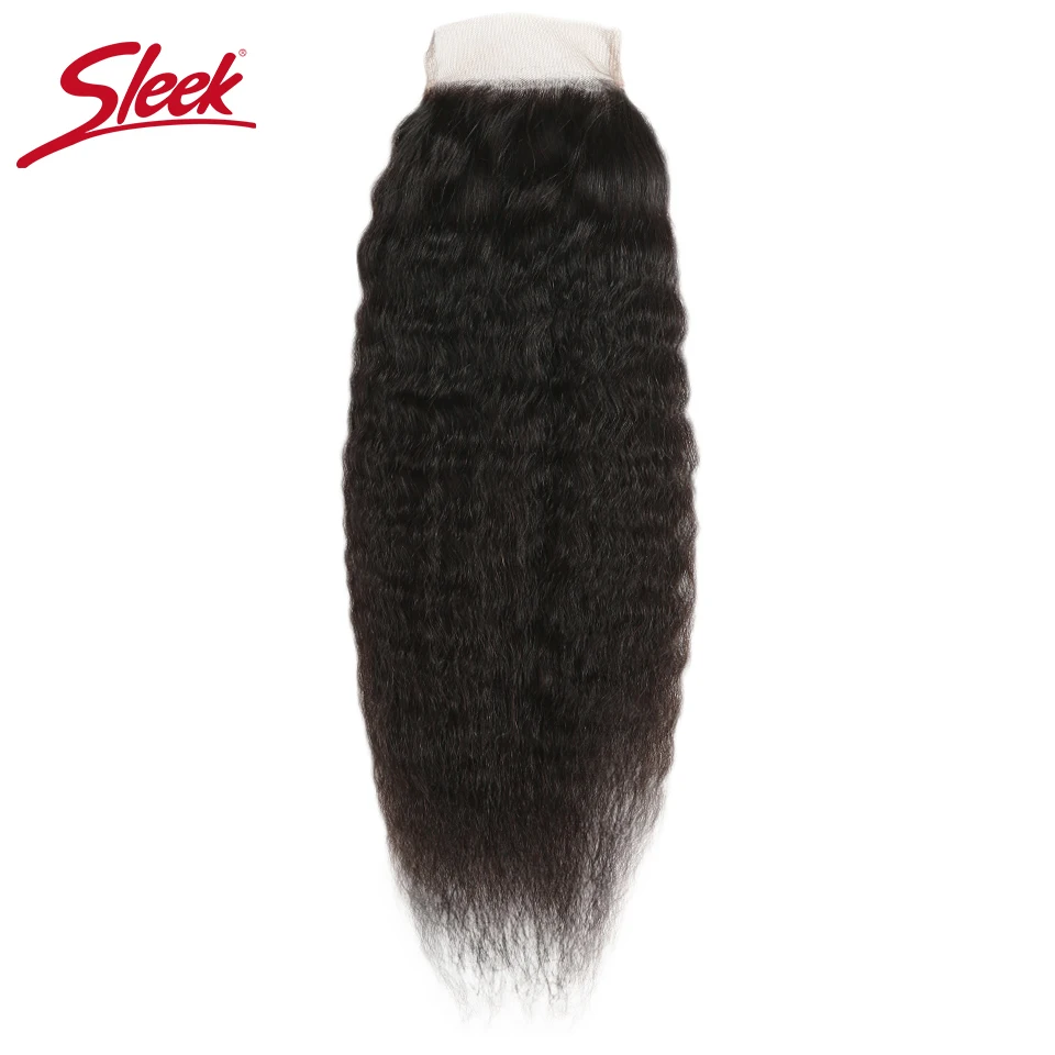 

Sleek Brazilian Kinky Straight 4x4 Lace Closure 100% Remy Human Hair Natural Color Free Part Top Closures 10 to 20 Inch