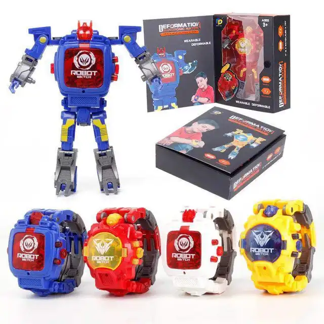 Cartoon Transformation Wristwatch Toy Creative Electronic Robot Watch for Boy Children Deform Robot Sport Watch Toy Xmas Gift 4