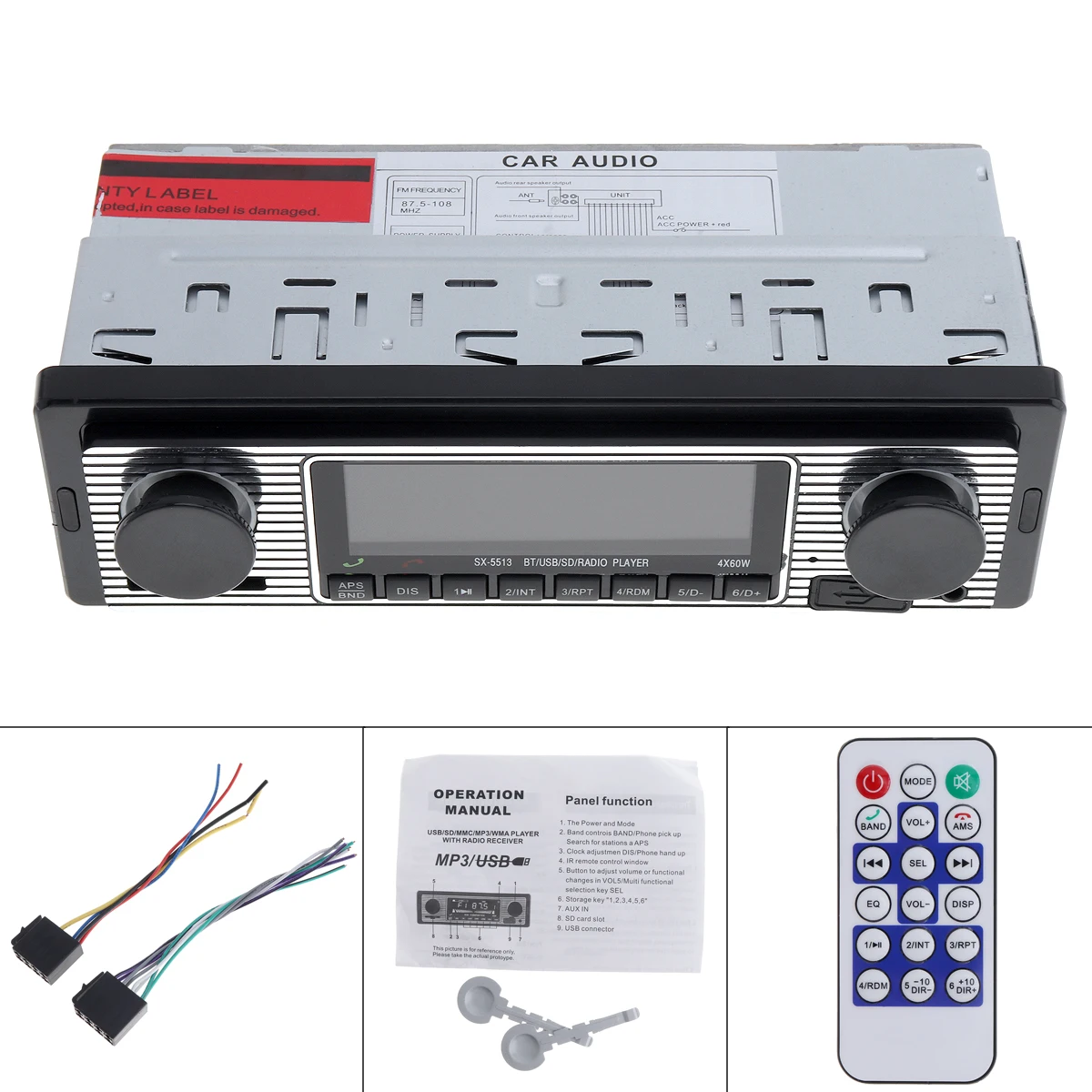 1 DIN 12 в 60 Вт x 4 Bluetooth автомобильный Радио MP3 плеер Стерео аудио Поддержка FM/USB/SD/AUX с