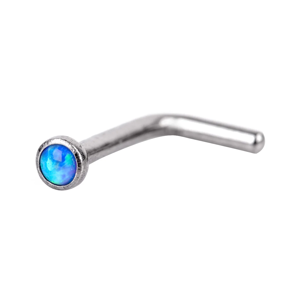 1pc Crystal Opal L Shaped Nose Stud Ring Punk Style Lip Ring Women Surgical Steel Nose Cartilage Stud Body Piercing Jewelry
