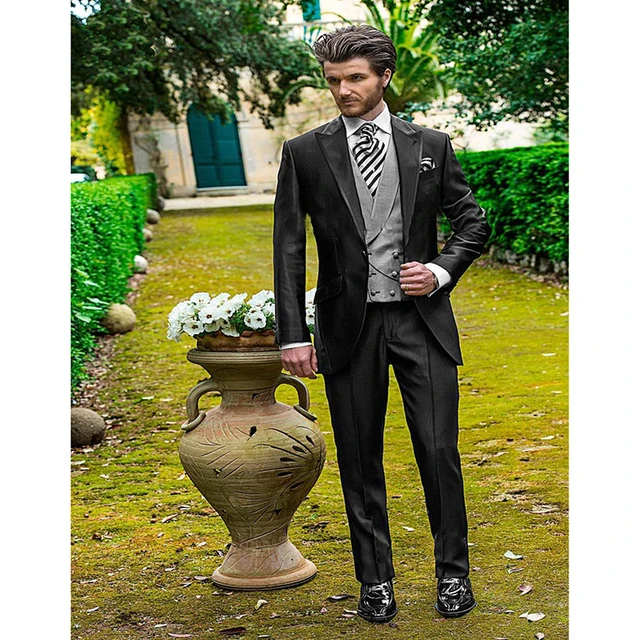 Pieces Charcoal Wedding Men Suit Peaked Lapel Italian Mens Suits Grooms Tuxedos Best Pieces Charcoal Wedding Men Suit Peaked Lapel Italian Mens Suits Grooms Tuxedos Best