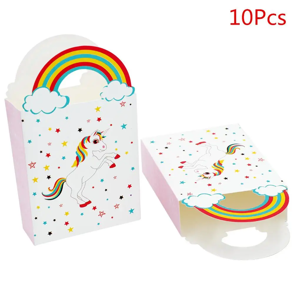 OurWarm 10 шт. крафт-бумага Единорог подарочные пакеты упаковка конфеты Упаковочные пакеты Детская Игрушка В ванную день рождения поставки - Цвет: 10Pcs Handle Bag