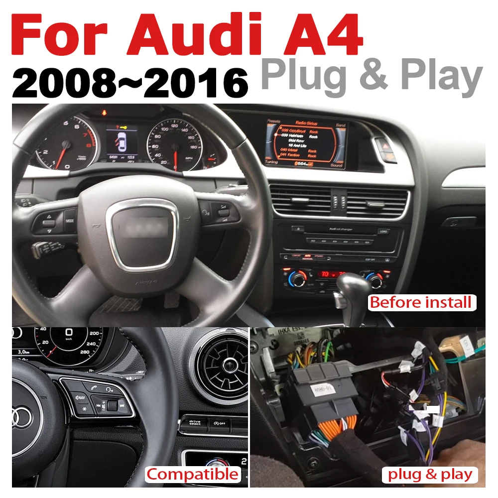 Perfect Car Audio Android 7.0 up GPS Navigation For Audi A4 8K 2008~2016 MMI WiFi 3G 4G Multimedia player Bluetooth 1080P 3