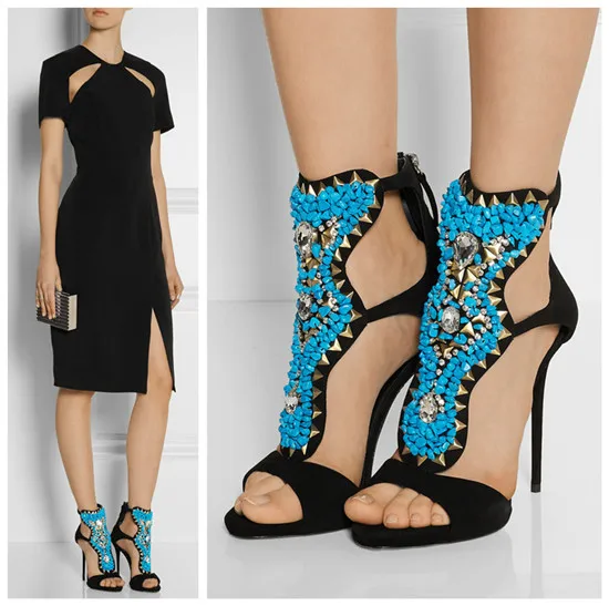 Shiny Blue Stone Turquoise Crystal Rivets Gladiator Sandals Women Sandals 2018 Shoes Woman High Heels Pumps Boot Sandalias Mujer (4)