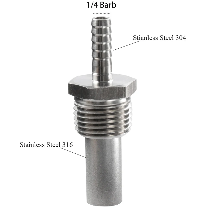 Homebrew нержавеющий 2 микрон камень для диффузии-1/" MPT кислородный камень, Kegging Homebrew, 1/4" Барб