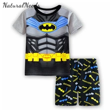 ФОТО naturalneeds children's pajamas sets boys girls cartoon batman sleepwear suit set kids cotton pyjamas children clothing dc hero