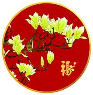 Рукоделие сделай сам DMC китайская круговая картина Лотос, Плюм, сосна, олень, рыба, магнолия красная ткань с принтом крестиком для вышивания комплект - Цвет: Magnolia