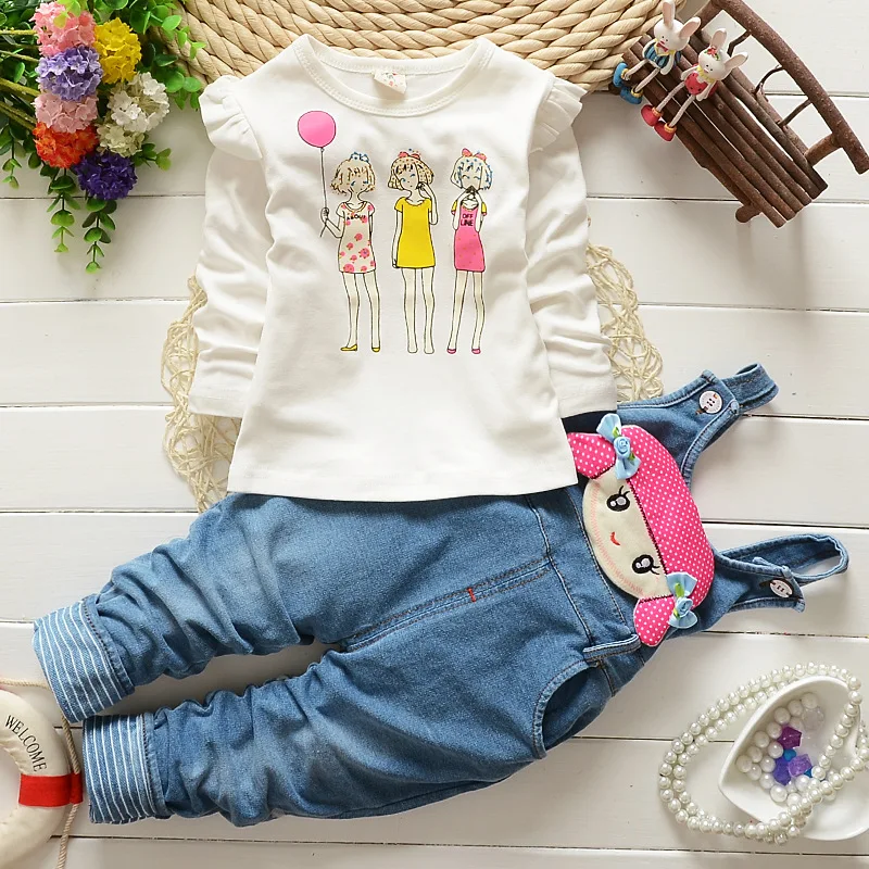 Bibicola/Комплекты одежды для девочек для маленьких девочек детская одежда комплект из 2 предметов одежда джинсы Комбинезоны для девочек с