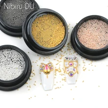 3g дизайн ногтей Мини нержавеющая сталь металлическая бусина серый розовое золото маленькие микро Икра ногти бусины 3D украшения