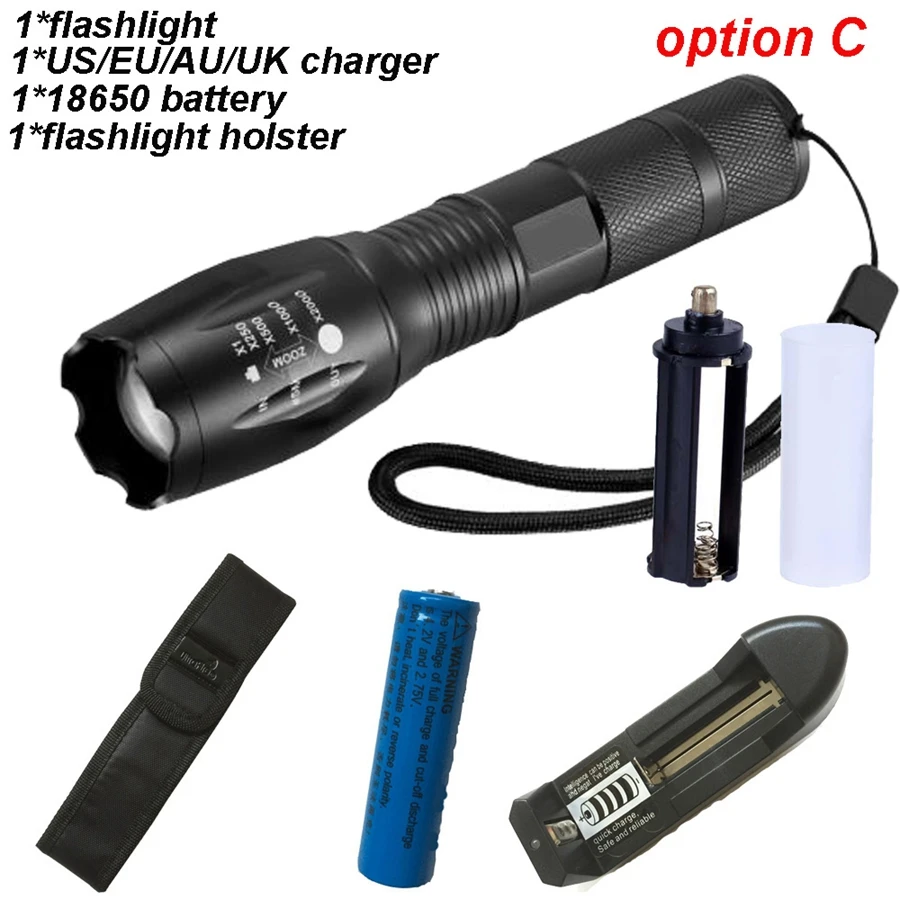 CREE светодиодный светильник-вспышка XM-L T6 10000лм 5 режимов фонарь светильник из алюминиевого сплава водонепроницаемый масштабируемый для 18650 аккумуляторных батарей или AAA