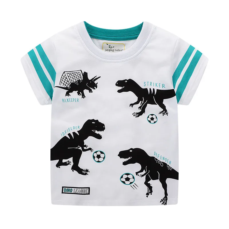 Jumping meters Baby Boy Cute Summer T shirt Kids Short Sleeve Cartoon T shirt with Animals Printed Boys Tees Boys Girls Clothing