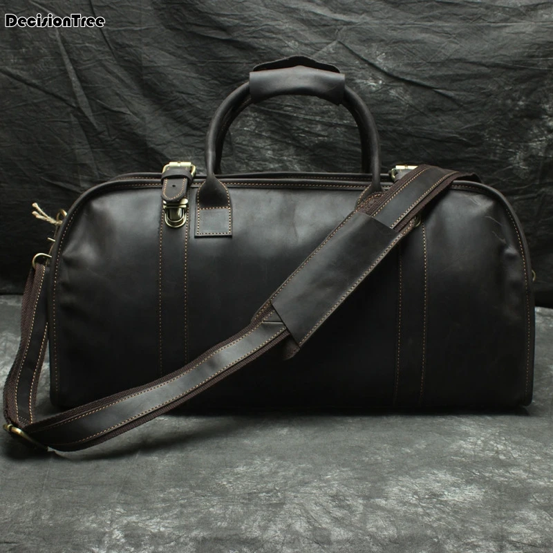 Модная большая Вместительная дорожная сумка, спортивная сумка на выходные, натуральная кожа, мужская дорожная сумка, популярная дизайнерская большая сумка на плечо DH8